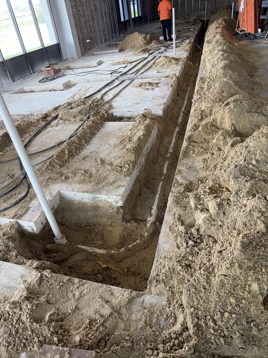 Plumbing and foundation work at the new Gateway office